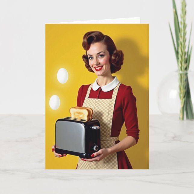 Retro kök Toast Tidskort Kort (Framsida)