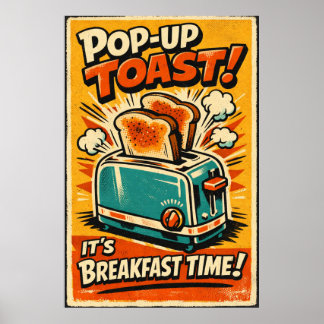 Retro kök Toasters Affisch – Pop-Up Toast Frukost