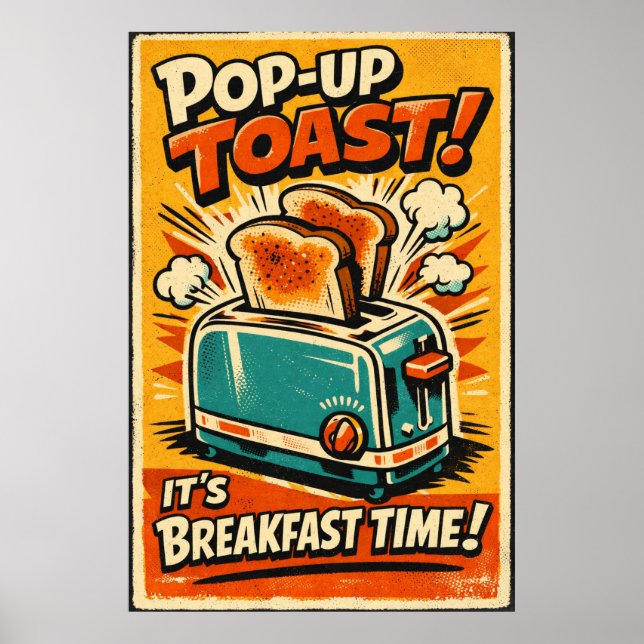 Retro kök Toasters Affisch – Pop-Up Toast Frukost (Framsidan)