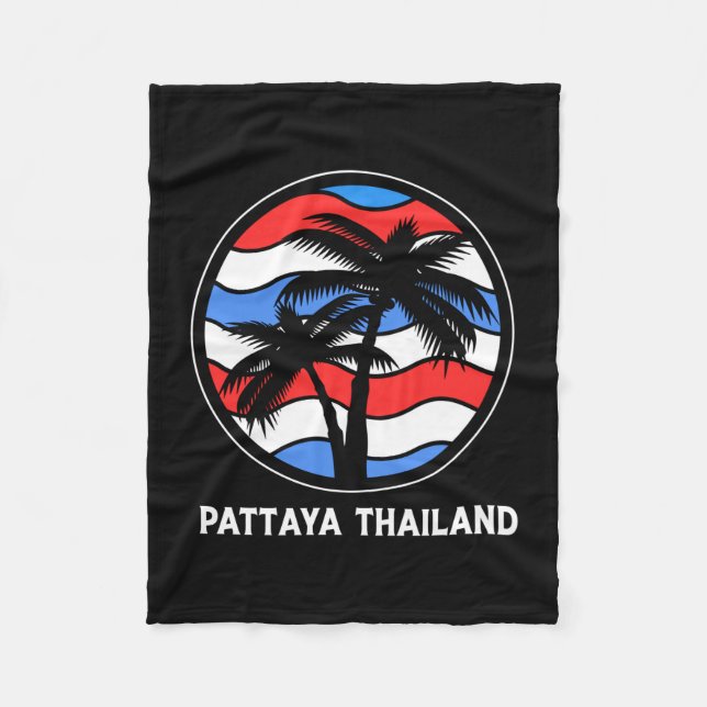 Retro kokospalm tropisk strand pattaya fleecefilt (Framsidan)