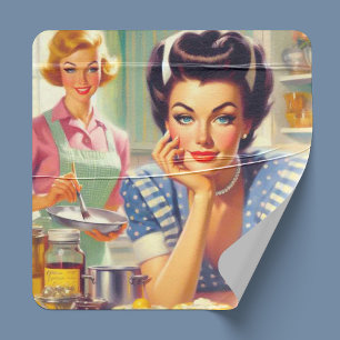 Retro Köksmålning Fyrkantigt Klistermärke