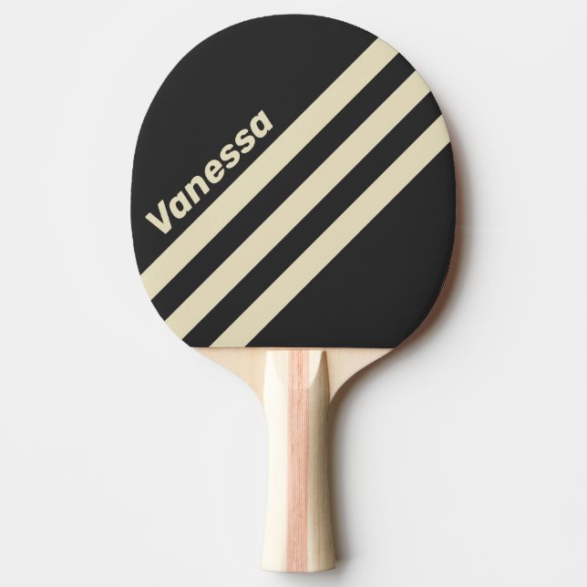 Retro Kol Tresidig Randig med Namn Pingisracket (Framsidan)