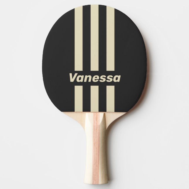 Retro Kol Trespeglar Randig med Namn Pingisracket (Framsidan)