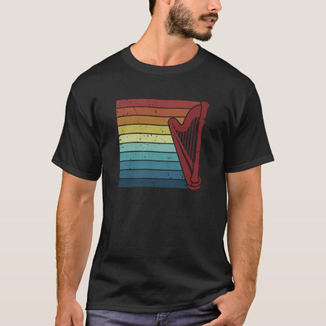 Retro Konghou Pedal Harp Harpist Harp Player T Shirt (Framsida)