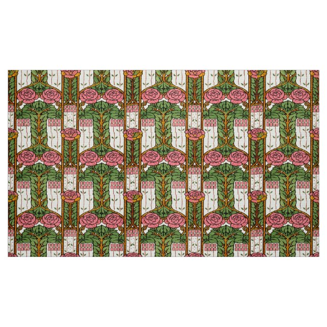 Retro konsthantverk Blommotiv Rosmönster Tyg (Fat Quarter)