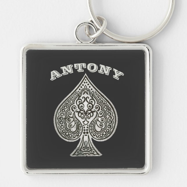 Retro konstnärlig pokeröverdängare av fyrkantig silverfärgad nyckelring (Framsidan)