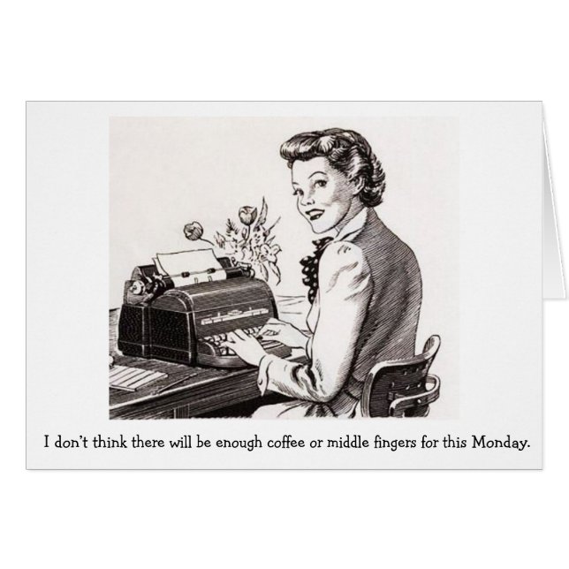 Retro kontor - inte nog långfinger, hälsningskort (Framsidan Horizontal)