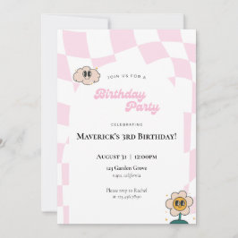 Retro-kontrollerad födelsedagsinbjudan inbjudningar