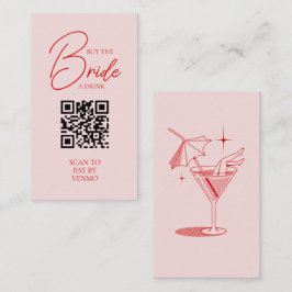 Retro Köp en drick Bachelorette QR-kod till Bride Tilläggskort