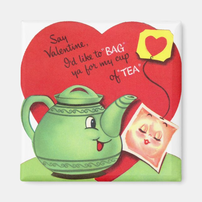 Retro Kopp i Tea Valentine Magnet (Framsidan)