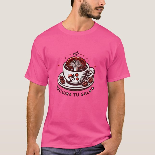 Retro kopp kaffe med Ganoderma T Shirt (Framsida)
