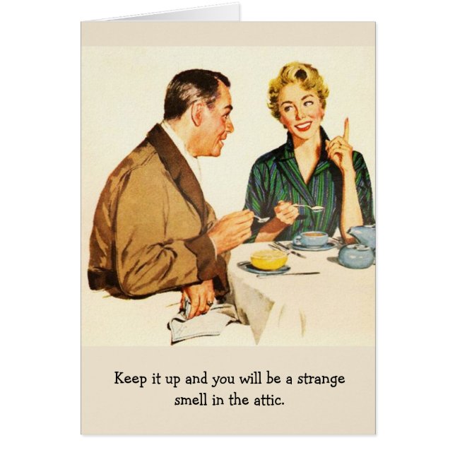 Retro koppla ihop - den konstiga lukten i loftet, hälsningskort (Framsidan)