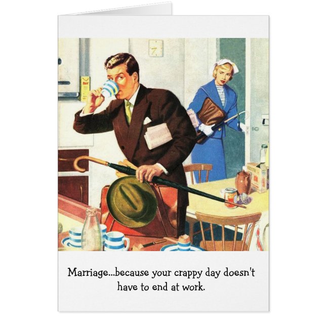 Retro koppla ihop - giftermålbesvikelse, hälsningskort (Framsidan)