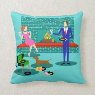Retro koppla ihop med hunddekorativ kudde