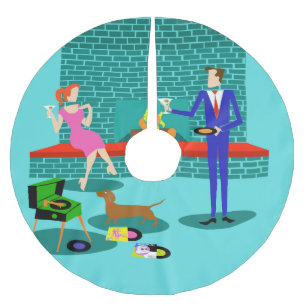 Retro koppla ihop med hundjulgrankjolen julgransmatta borstad polyester