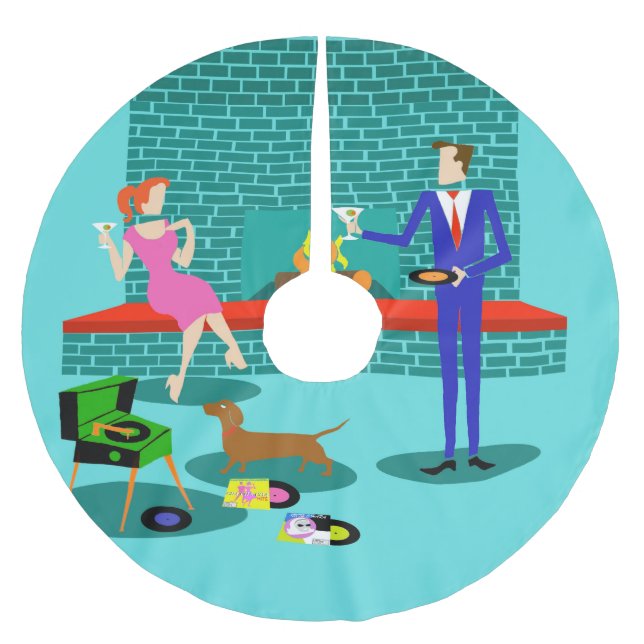 Retro koppla ihop med hundjulgrankjolen julgransmatta borstad polyester (Framsidan)