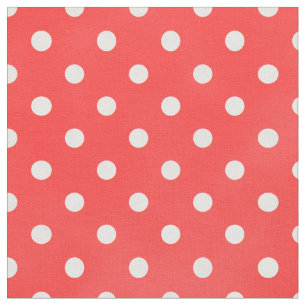Retro korallröd och vit polka dots mönster tyg