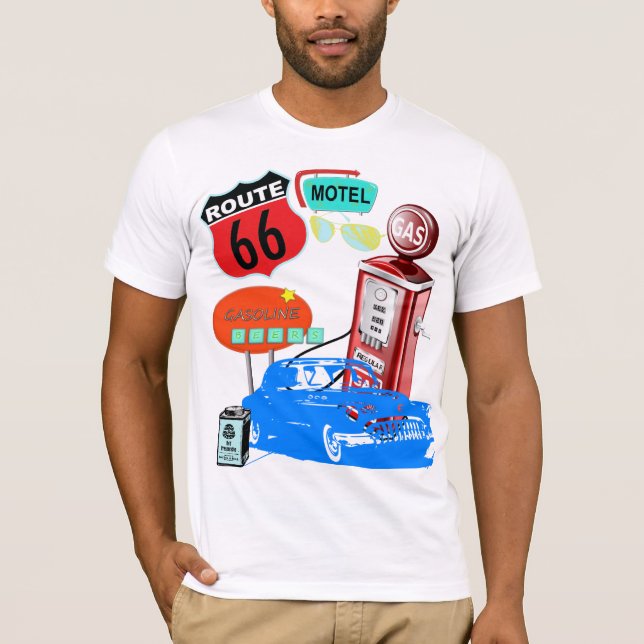 retro körande tshirt för rutt 66 tröja (Framsida)