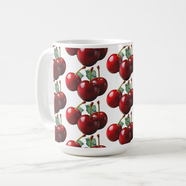 Retro Körsbär färska plockade Kaffemugg (Framsida vänster)