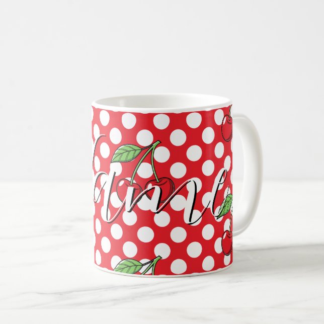 Retro Körsbär och Prickar Kaffemugge Kaffemugg (Framsida höger)