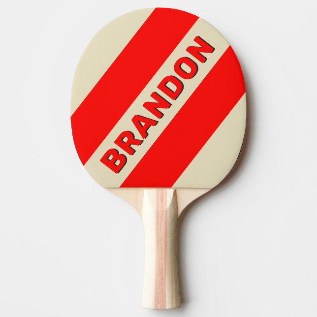 Retro Körsbär Tre Feta Ränder med Namn Pingisracket (Framsidan)