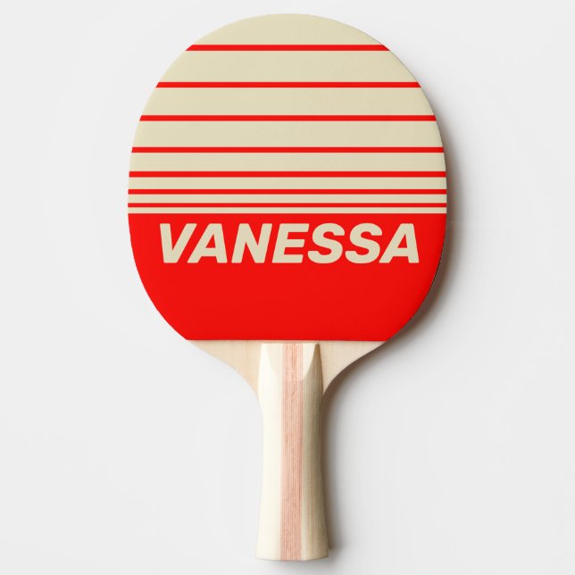 Retro Körsbär Tre Horisontell Randig med Namn Pingisracket (Framsidan)