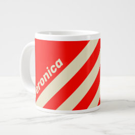 Retro Körsbär Tre Ränder med Namn Jumbo Mugg