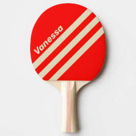 Retro Körsbär Trehörnig Randig med Namn Pingisracket