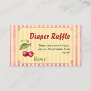 Retro Körsbärscafe Rött Gult Baby Shower Blöja Tilläggskort
