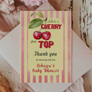 Retro Körsbärscafe Rött Gult Baby Shower Tack Kort