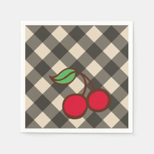 Retro körsbärsruta Picknickfester Servetter