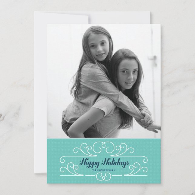 Retro kort för foto för blåttblomstrahelgdag (Framsida)