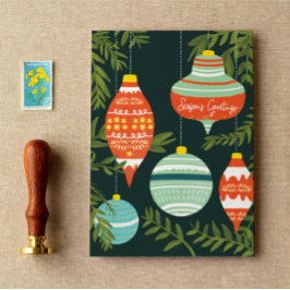 Retro-kort för Säsonhälsningar för julprydnad Julkort