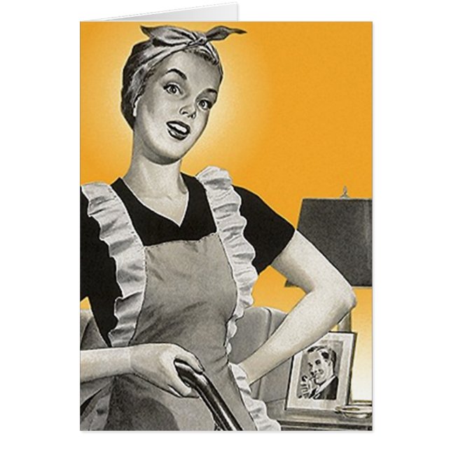 Retro kort kan jag inte det rena huset & att spara (Framsidan)