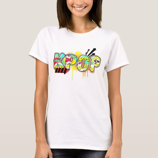 Retro KPOP inspirerad skjorta för popkonstgrafitti T Shirt (Framsida)