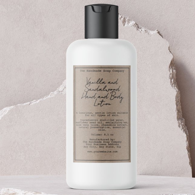 Retro Kraft Watersecure Cosmetics Flaska-etikett Vinetikett (Skapare uppladdad)