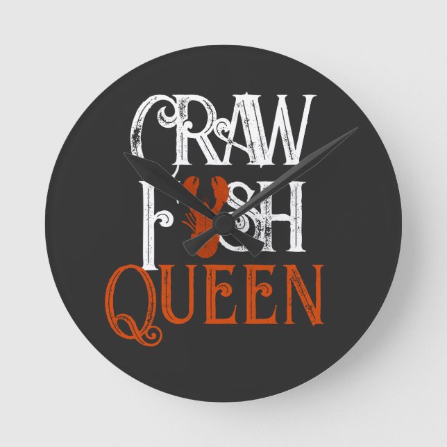 Retro Kräftor Queen Seafood Rund Klocka (Framsida)