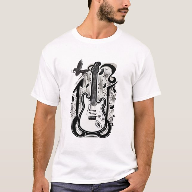 Retro kråka guitar för dem som har kärlek musik t shirt (Framsida)