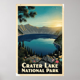 Retro Krater Lake National Park Poster