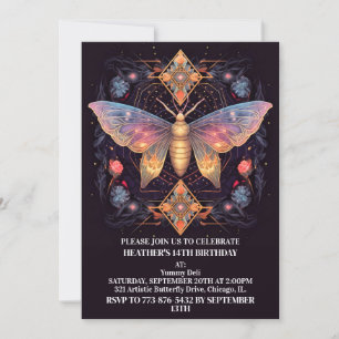 Retro Kreativ Butterfly Art-Födelsedagsfest Inbjudningar