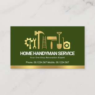 Retro Kreativ Guld Handyman Verktyg entreprenör Visitkort