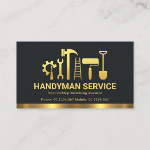 Retro Kreativ Guld Handyman Verktyg Hemborttagning Visitkort