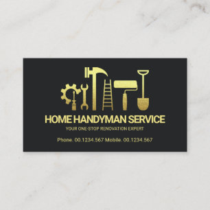 Retro Kreativ Guld Handyman Verktyg Motif Builder Visitkort