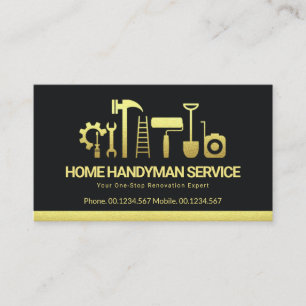 Retro Kreativ Guld Handyman Verktyg Motif Byggnad Visitkort