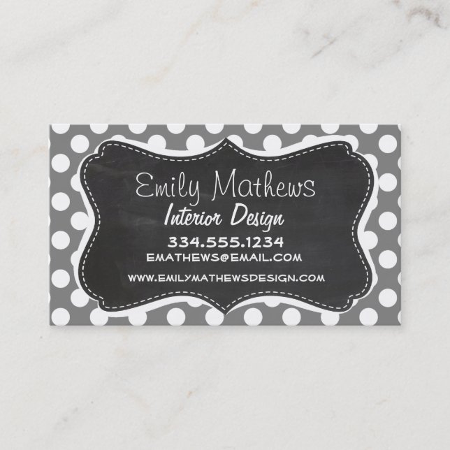 Retro-kretskort, Mörk Grått Polka dots Visitkort (Framsida)