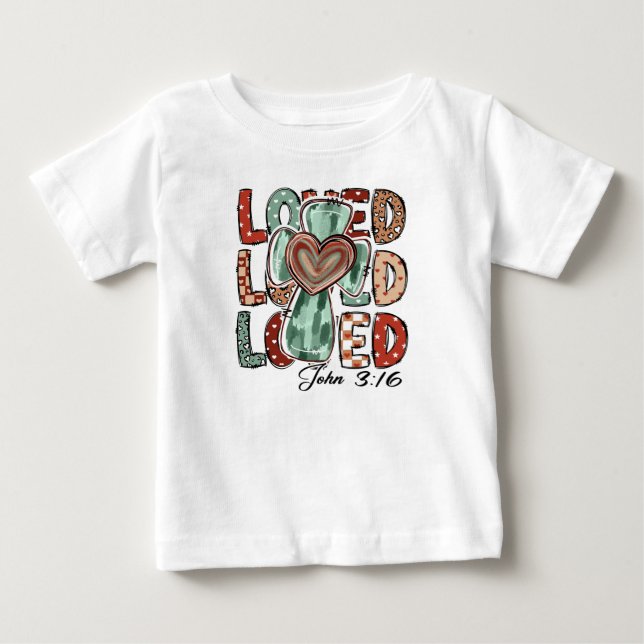 Retro Kristet Kors Älskade Johannes 3:16 T Shirt (Framsida)