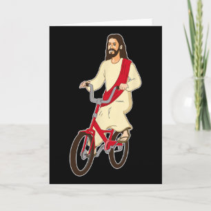 Retro Kristus På Cykel Rolig Herre Jesus Religiös  Kort