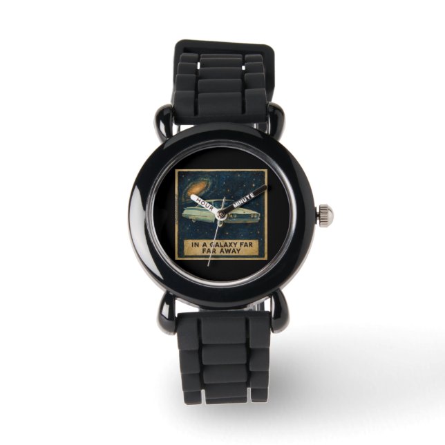 Retro kryssare i djupet rymden  armbandsur (Framsida)