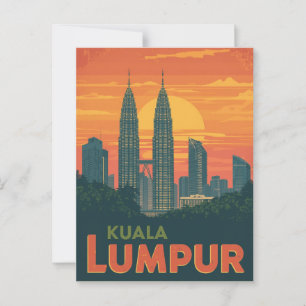 Retro Kuala Lumpur Petronas Torn Vykort