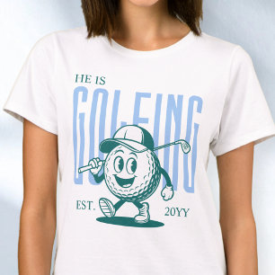 Retro Kul Humor Blå Personlig Golf Hustru T Shirt